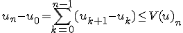 u_n - u_0 = \sum_{k=0}^{n-1}(u_{k+1}-u_k) \le V(u)_n